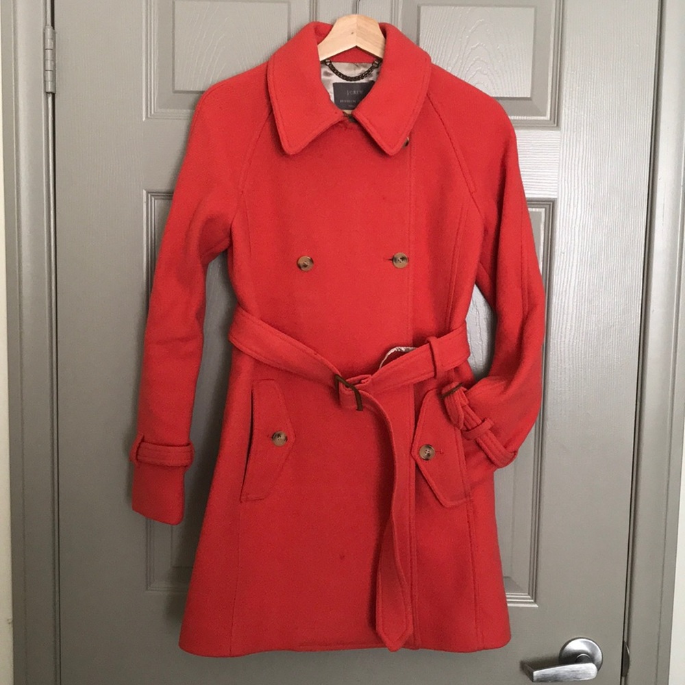 Coral J.Crew stadium cloth coat